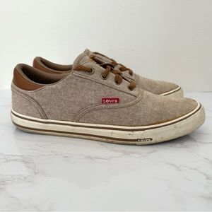 Levi’s Mens Ethan Canvas II Sneakers in Heather Khaki and Tan size 8 Casual Lace